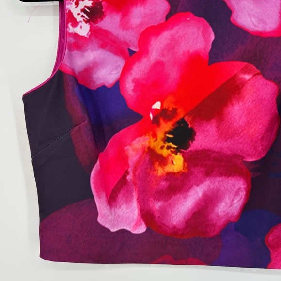 Belle Badgley Mishka US Size 8 Sleeveless Blouse Top Pink Purple Bold Floral Zip - Picture 3 of 6